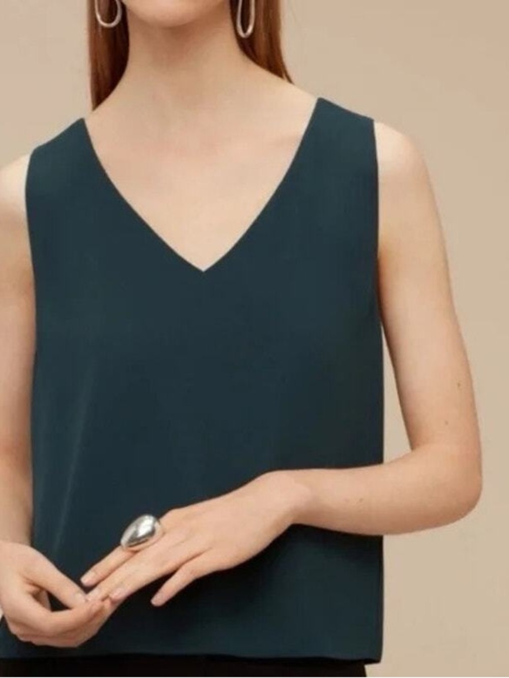 Aritzia Babaton Sleeveless V-Neck Tank Top in Deep Teal Size XS